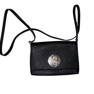 KATE SPADE Newbury Lane Sally Black Crossbody Purse Turn Lock Leather Handbag